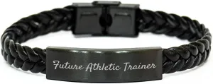 GIFTVILLE & SURPRISE Future Athletic Trainer Inspirational Interlaced Leather Strap Gifts for the Budding Athlete - Birthdays for the Dedicated Trainer with Engraved Stainless Steel