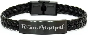 GIFTVILLE & SURPRISE Future Principal Inspirational Gifts for Him - Funny Interlaced Leather Interlaced Leather Wrap Chainlink Birthday Presents from Friends to Future Principals