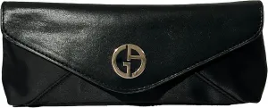 GIORGIO ARMANI Cosmetic SLIM BLACK GOLD FLAP Clutch Pouch Makeup Bag Fragrance Bag (SMALL/SLENDER) 8.5L X 3.5H X 1.5W - 5797