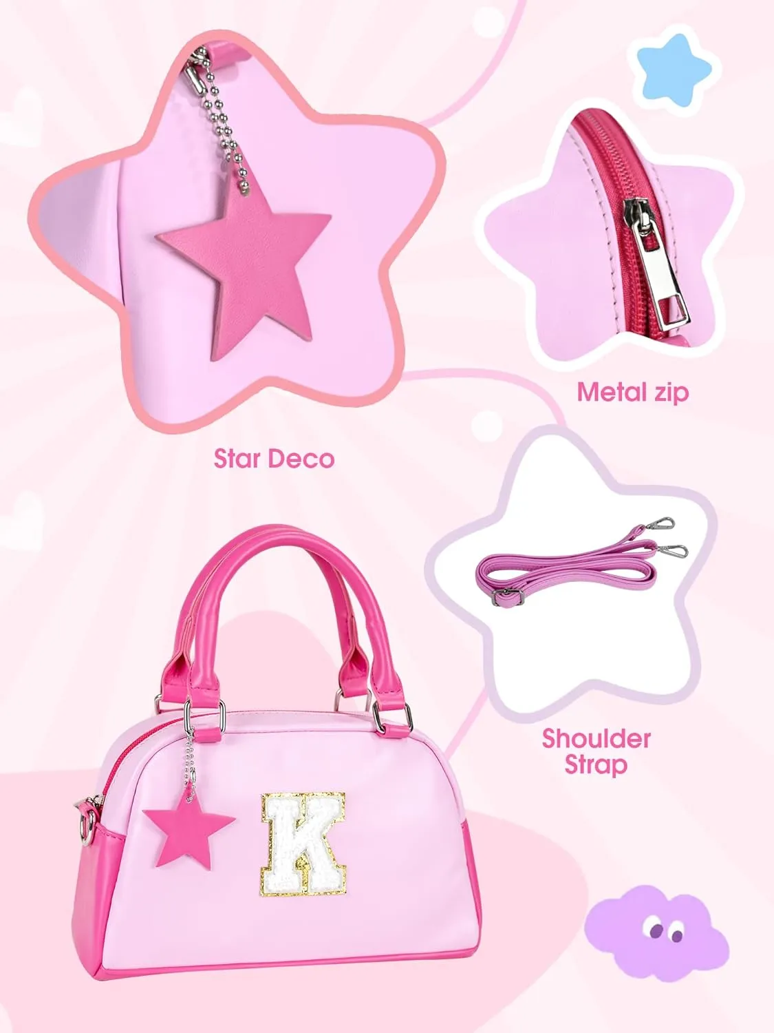 Girls Purse Crossbody Bag, Personalized Birthday Gifts, Kids Skin Care Bag for Ages 4-12 girls, Party Favors Dress Up bag for girls, Handbag-light purple-C