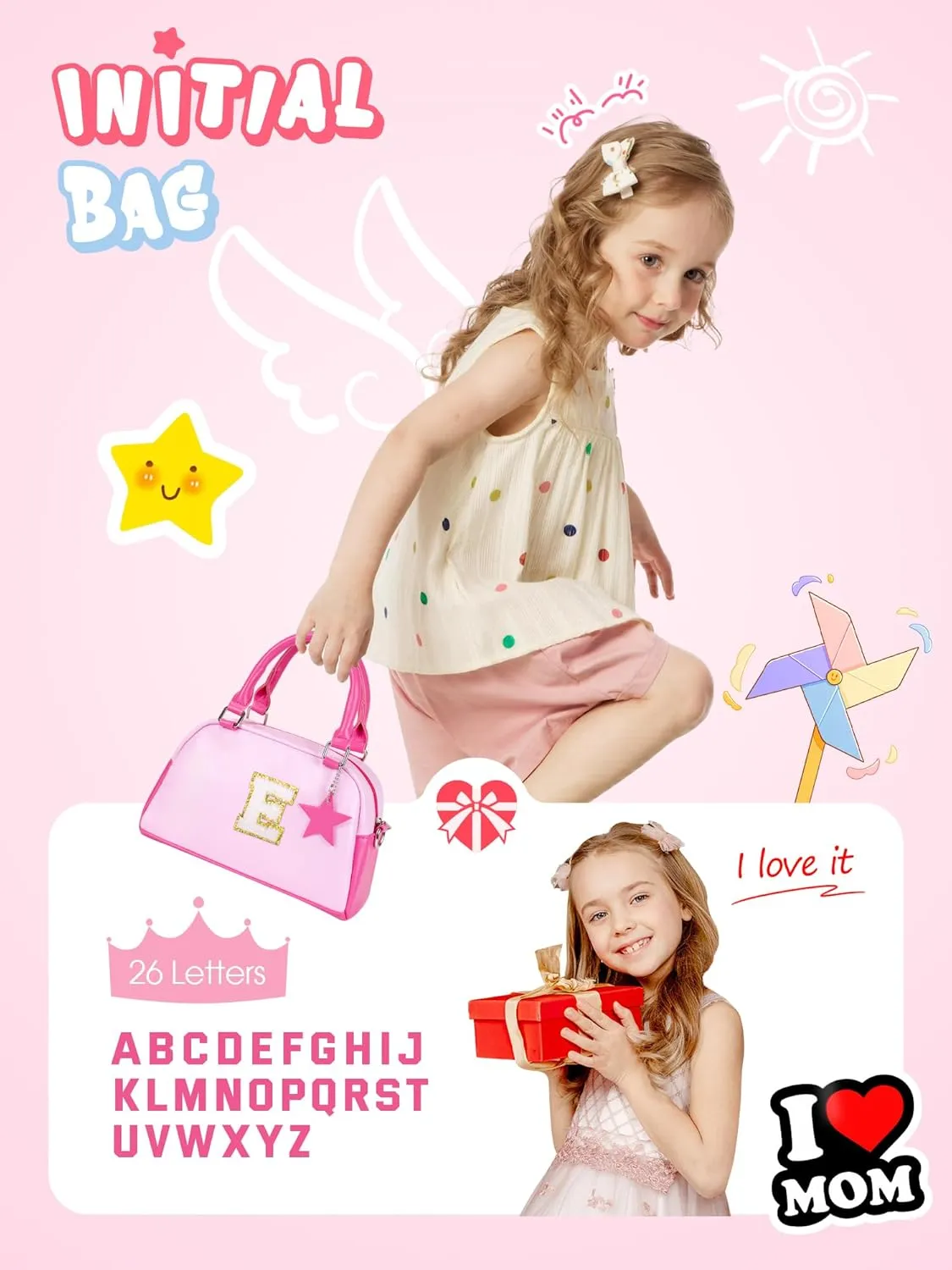 Girls Purse Crossbody Bag, Personalized Birthday Gifts, Kids Skin Care Bag for Ages 4-12 girls, Party Favors Dress Up bag for girls, Handbag-light purple-C