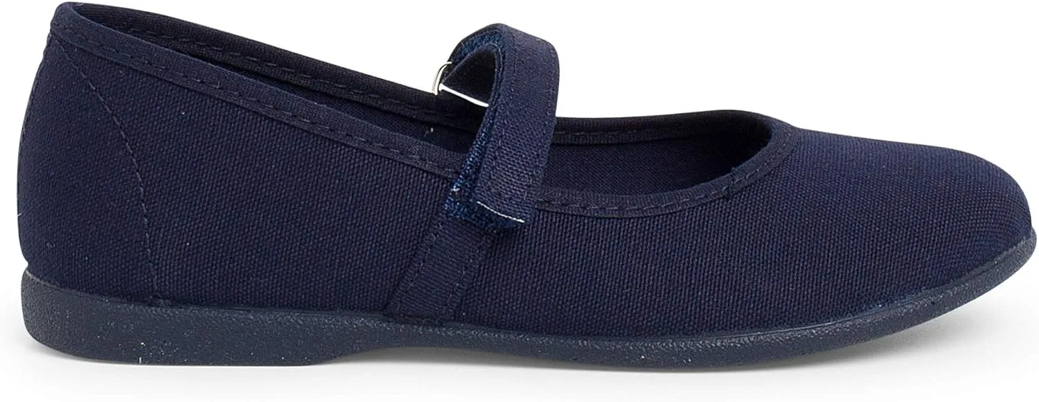 Girls Riptape Canvas Mary Janes Navy Blue Big Kid 4.5