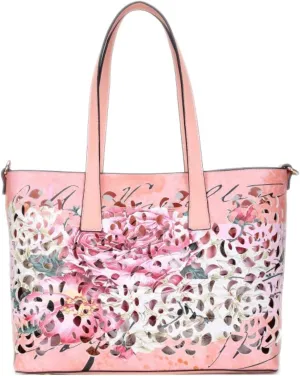 Girly Handbags Womens Faux Leather Top Handle Bag Laser Cut Paris London Rome Vintage Handbag