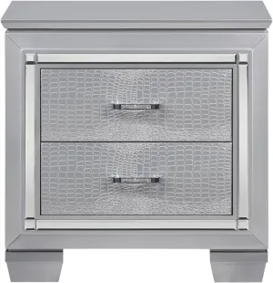 Glamourous Finish 1pc Nightstand 2X Dovetail Drawers Faux Alligator Embossed Fronts Bedroom Furniture,Easy to Install