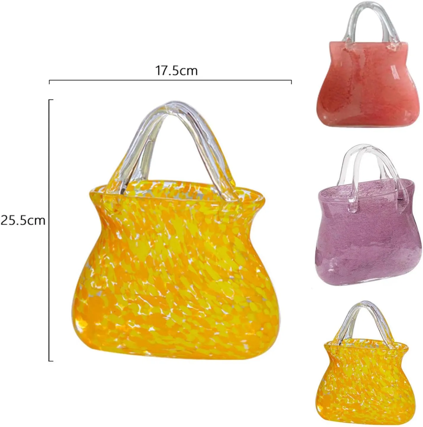 Glass Bag Vase, Unique Bag Vase Within Bubbles Glass Bag Vase Glass Vase Purse, for Flowers/Home Décor/Office,Purple