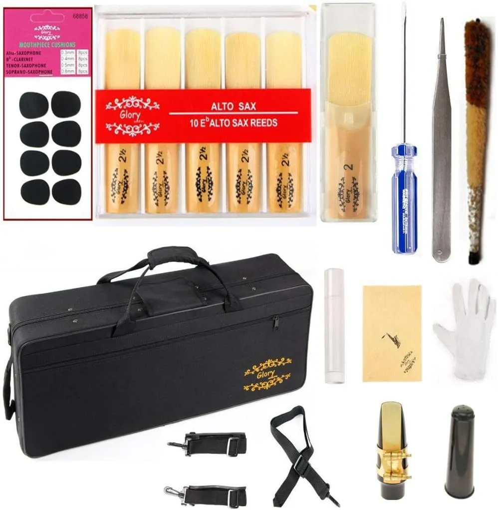 Glory Gold Laquer E Flat Alto Saxophone with 11reeds,8 Pads cushions,case,carekit