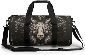 Goat Print Occult Eye Devil Lightweight Gym Bag for Men Women Travel Duffel Bag Sports Workout Bag with Adjustable Strap