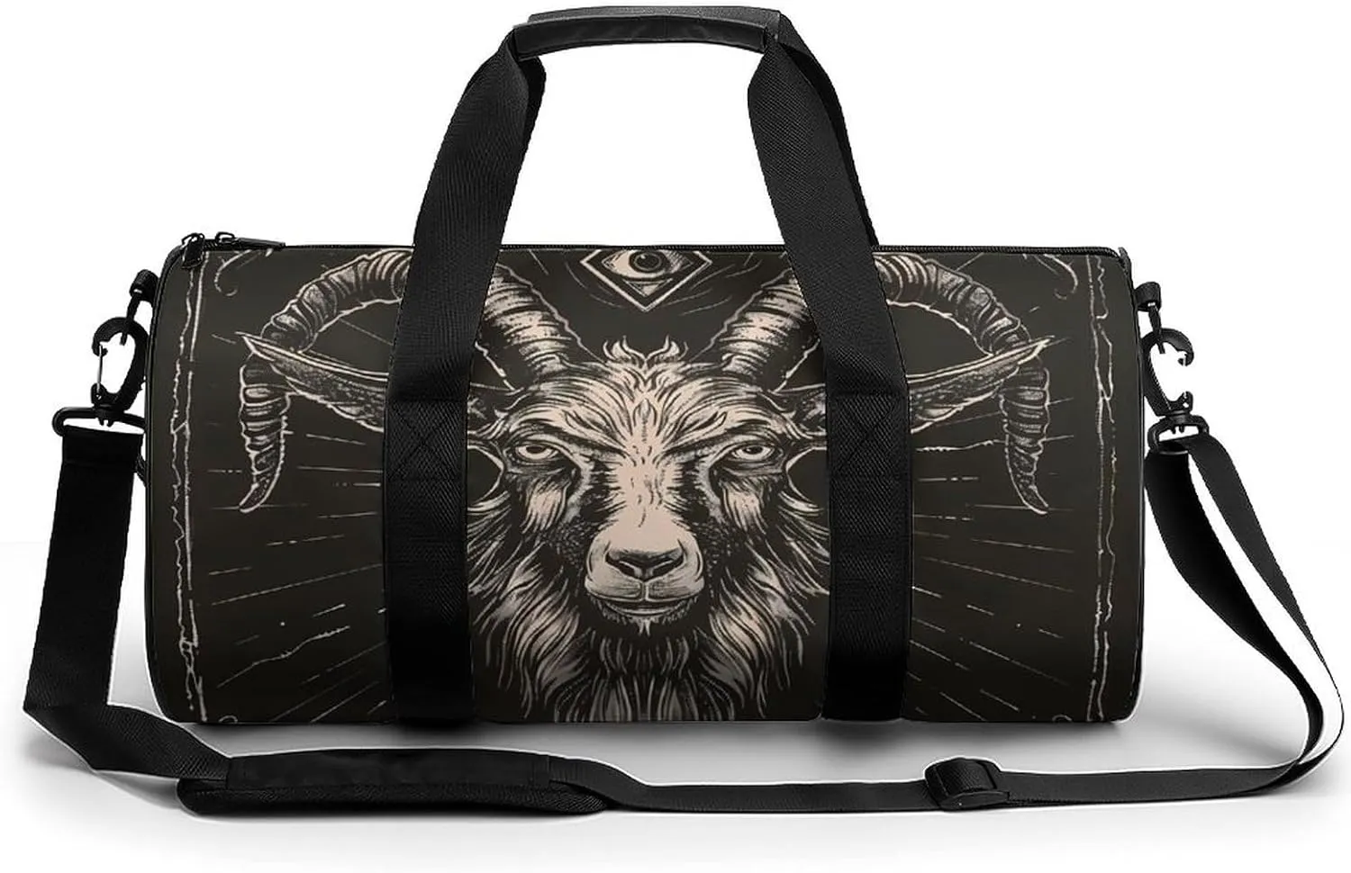 Goat Print Occult Eye Devil Lightweight Gym Bag for Men Women Travel Duffel Bag Sports Workout Bag with Adjustable Strap