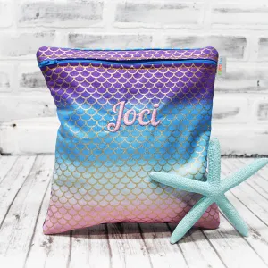 Gold and Ombre Mermaid Scales Personalized Reusable Bag