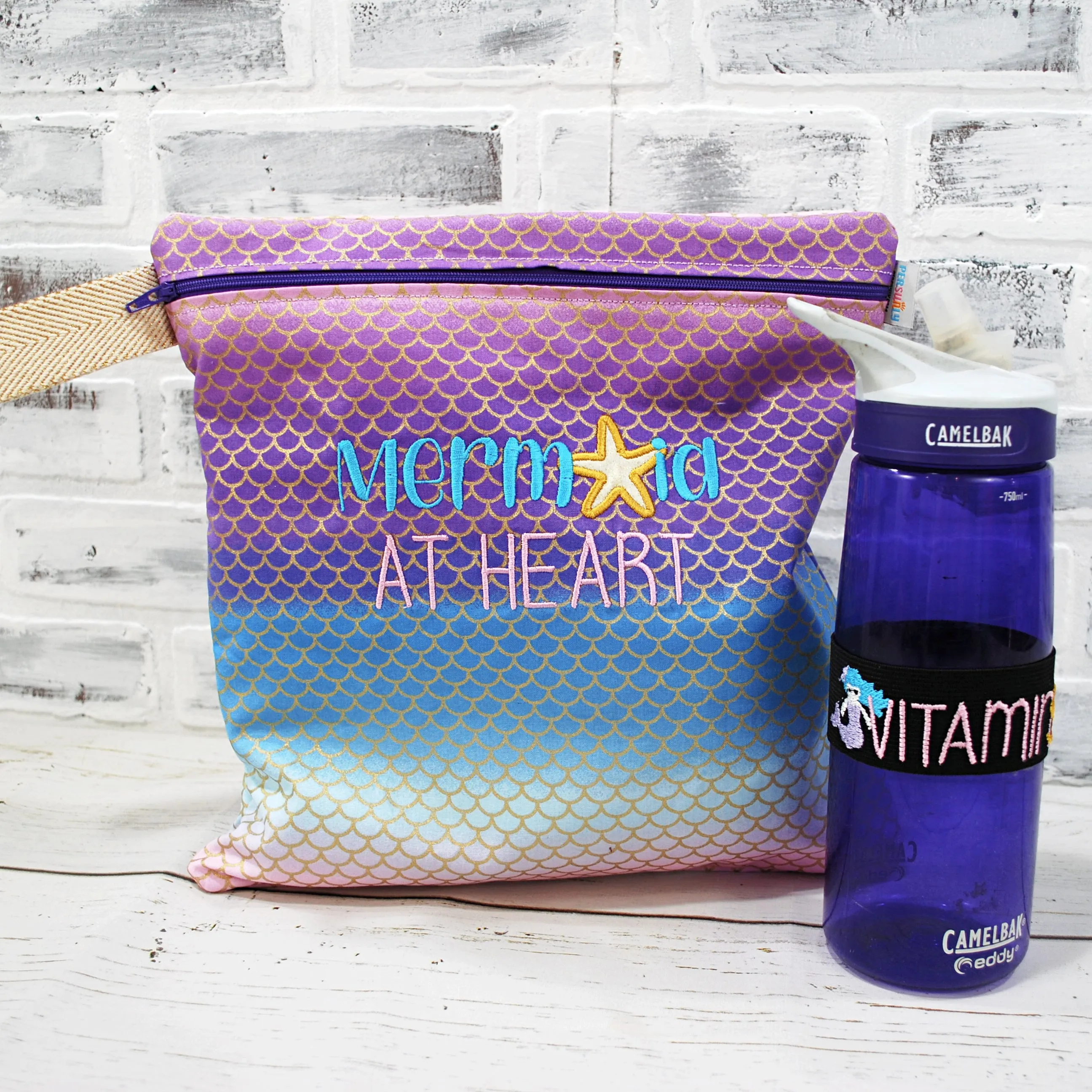 Gold and Ombre Mermaid Scales Personalized Reusable Bag
