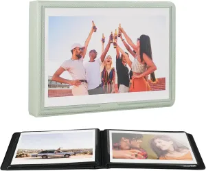 Goldbary 4x6 Mini Photo Album with Leather Cover, Holds 29 Pictures, Portable Wallet for Wedding, Anniversary, Baby, Family, Mint Green