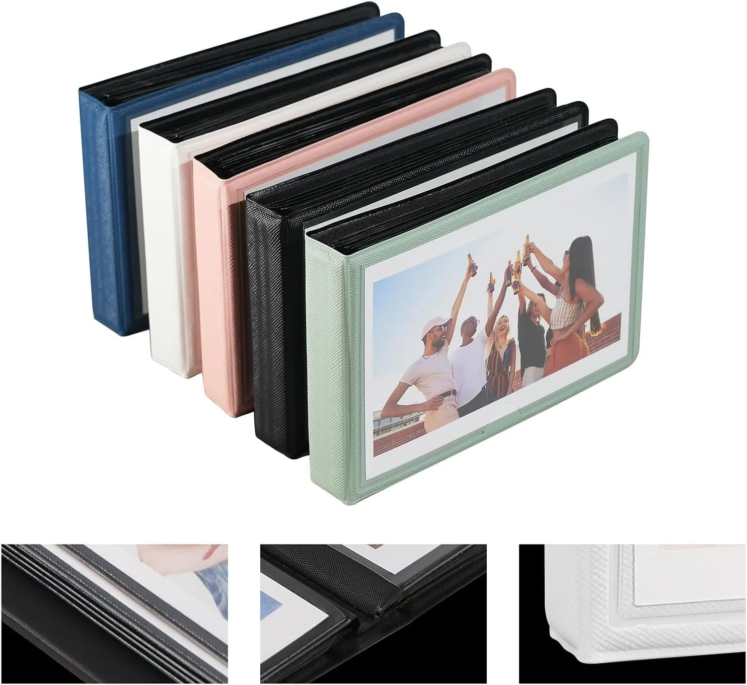 Goldbary 4x6 Mini Photo Album with Leather Cover, Holds 29 Pictures, Portable Wallet for Wedding, Anniversary, Baby, Family, Mint Green