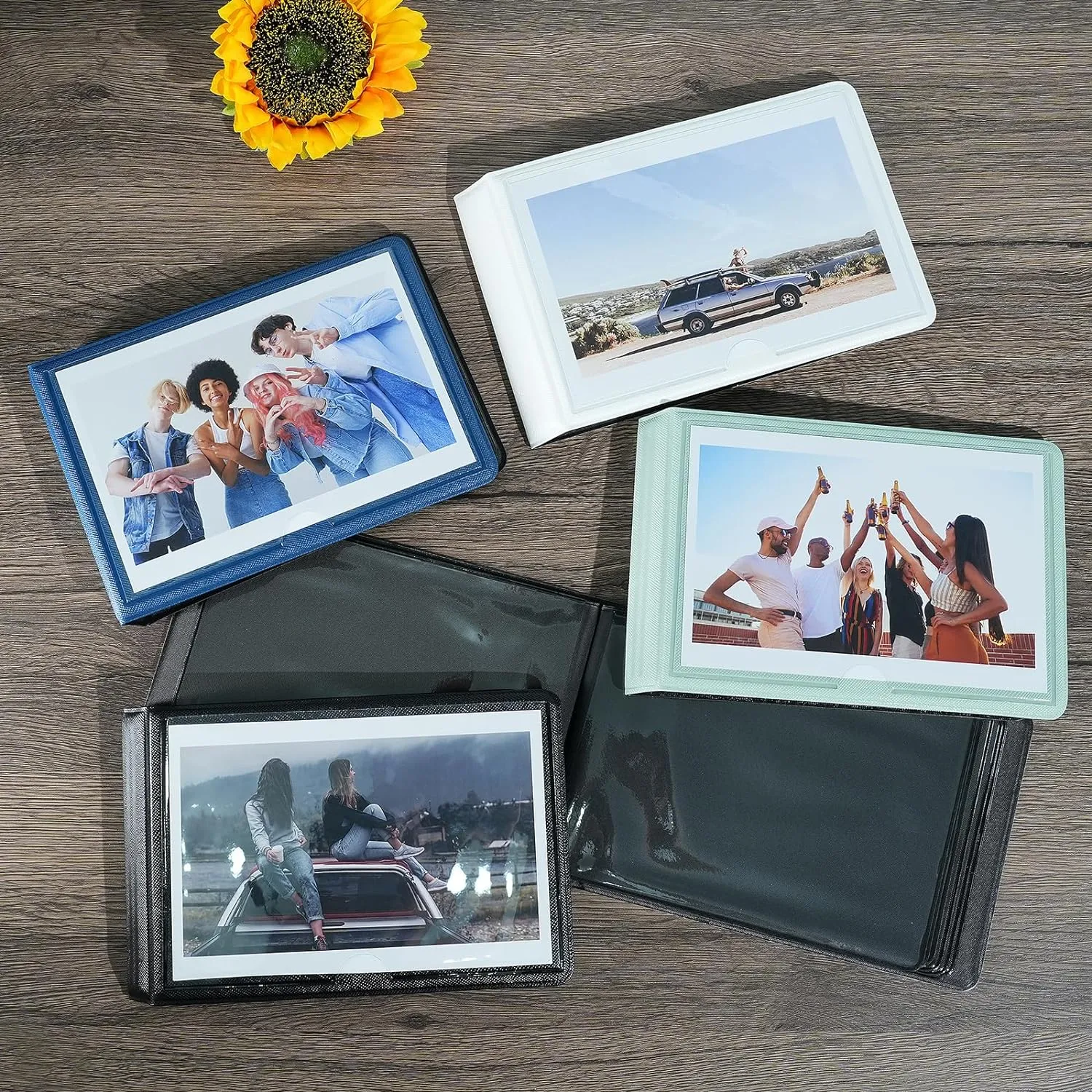 Goldbary 4x6 Mini Photo Album with Leather Cover, Holds 29 Pictures, Portable Wallet for Wedding, Anniversary, Baby, Family, Mint Green