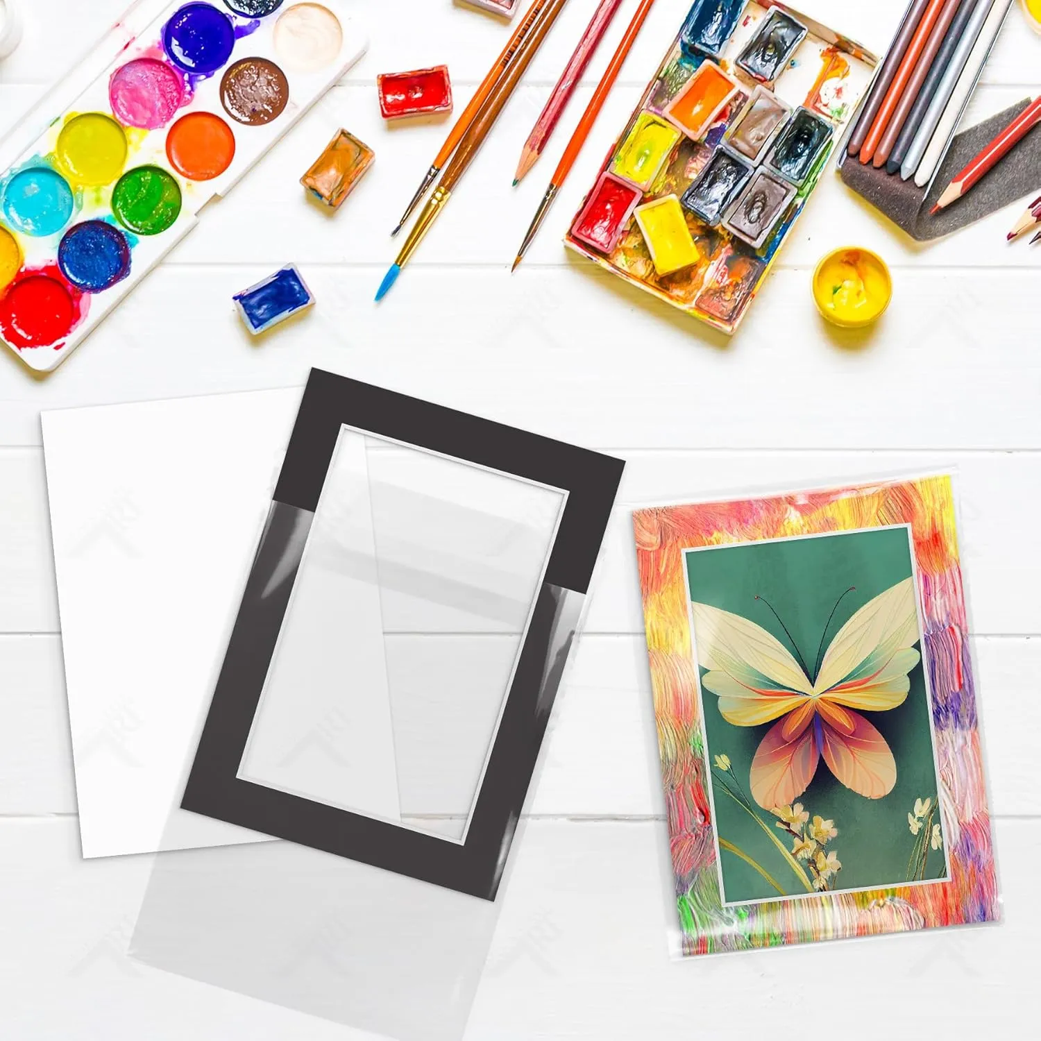 Golden State Art, Pack of 25 Black Pre-Cut 5x7 Picture Mat for 4x6 Photo with White Core Bevel Cut Mattes Sets. Includes 25 High Premier Acid Free Matts & 25 Backing Backers Board & 25 Clear Bags