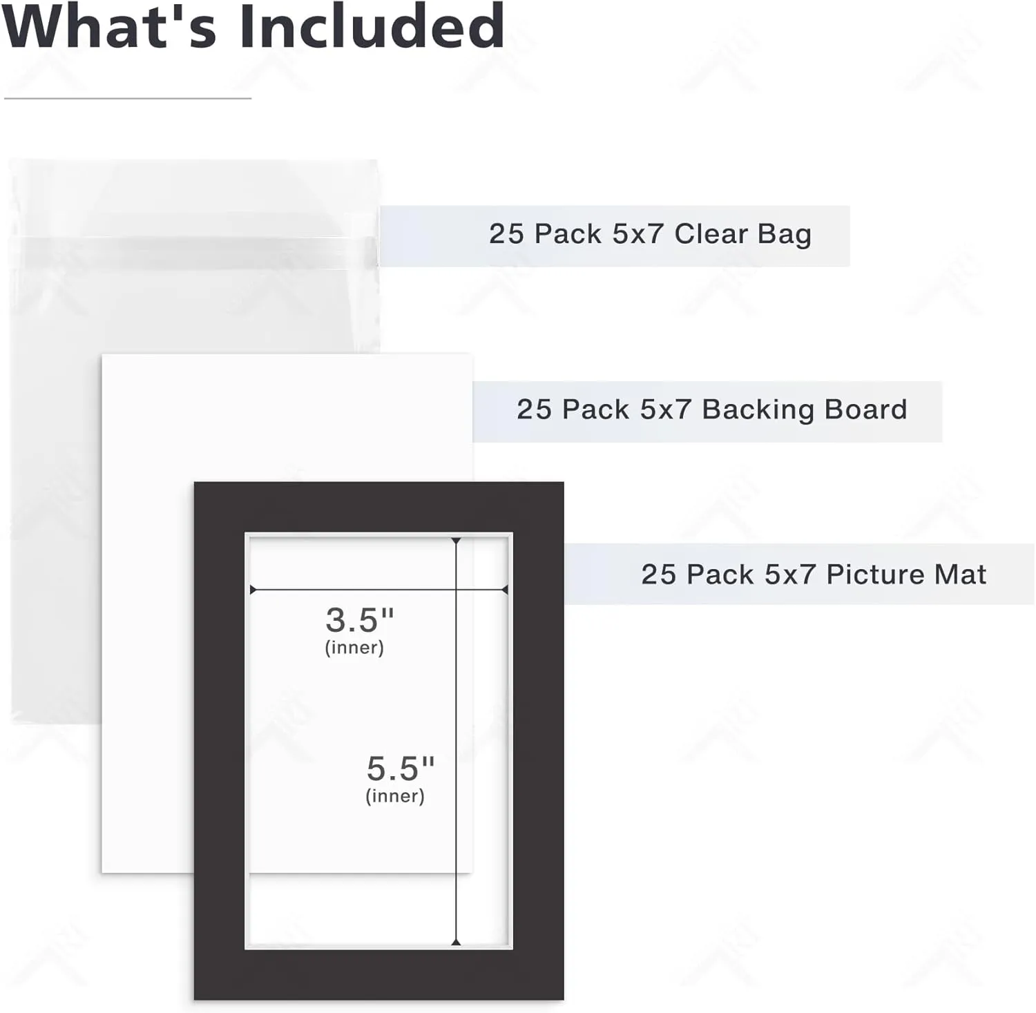 Golden State Art, Pack of 25 Black Pre-Cut 5x7 Picture Mat for 4x6 Photo with White Core Bevel Cut Mattes Sets. Includes 25 High Premier Acid Free Matts & 25 Backing Backers Board & 25 Clear Bags