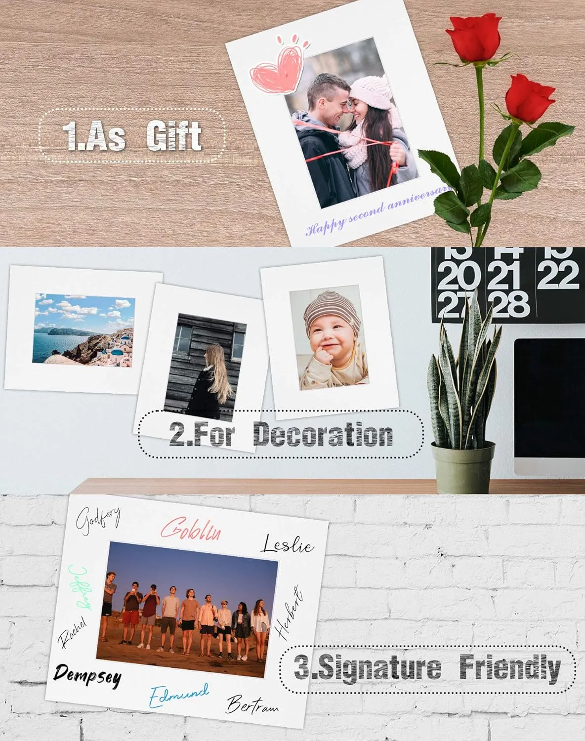 Golden State Art, Pack of 25 White Slip-in Photo Mat with Backing Board Pre-Adhesived, Includes 25 Clear Storage Bags, Cardboard Mounting Frame (8x10 for 5x7 Photos)