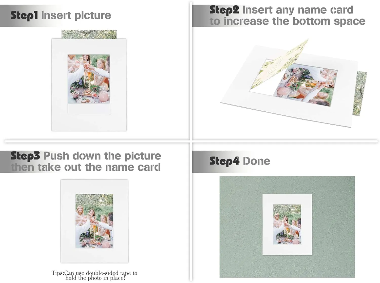 Golden State Art, Pack of 25 White Slip-in Photo Mat with Backing Board Pre-Adhesived, Includes 25 Clear Storage Bags, Cardboard Mounting Frame (8x10 for 5x7 Photos)