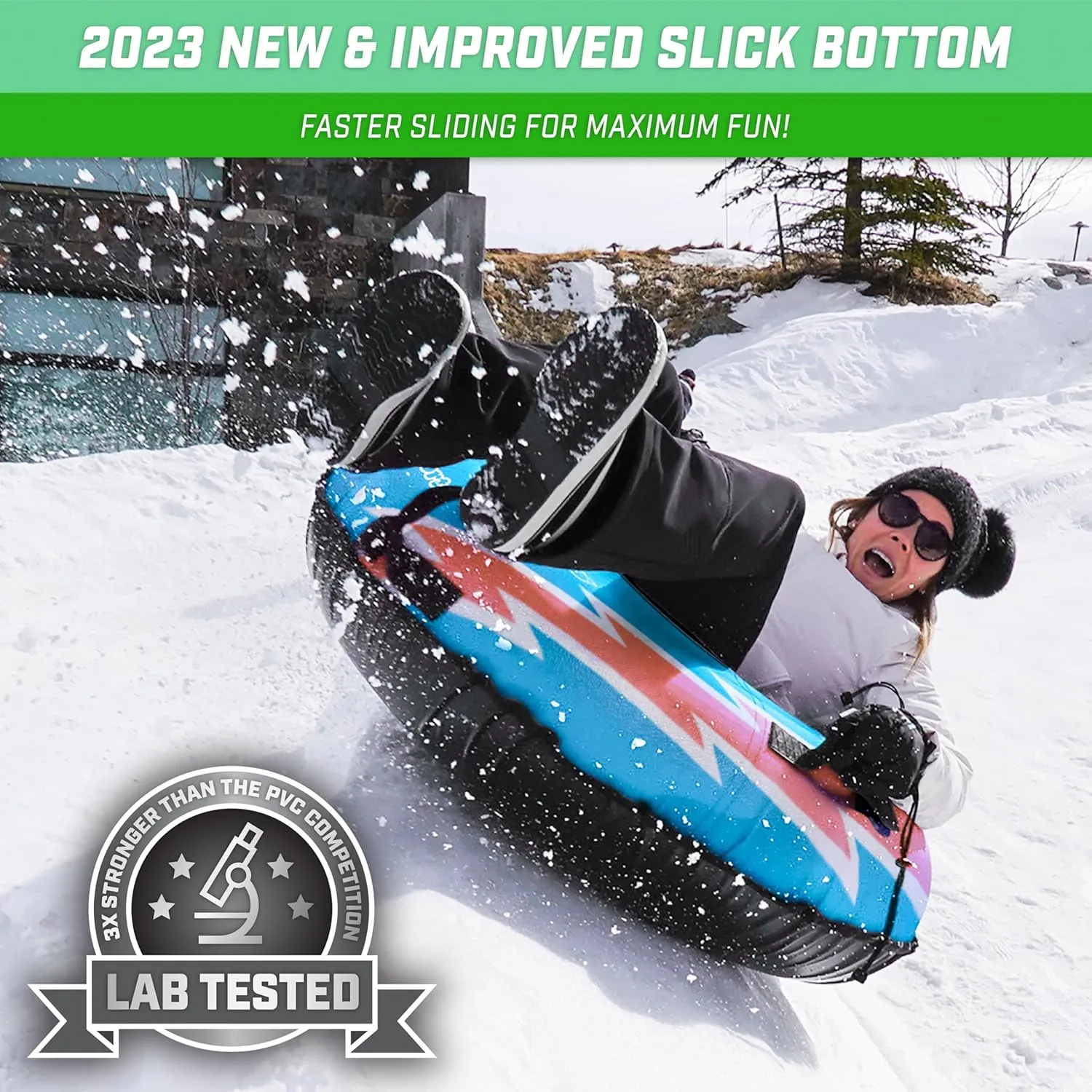 GoSports 44 Inch Heavy-Duty Winter Snow Tube with Premium Canvas Cover - Choose Your Style - Commercial Grade Sled