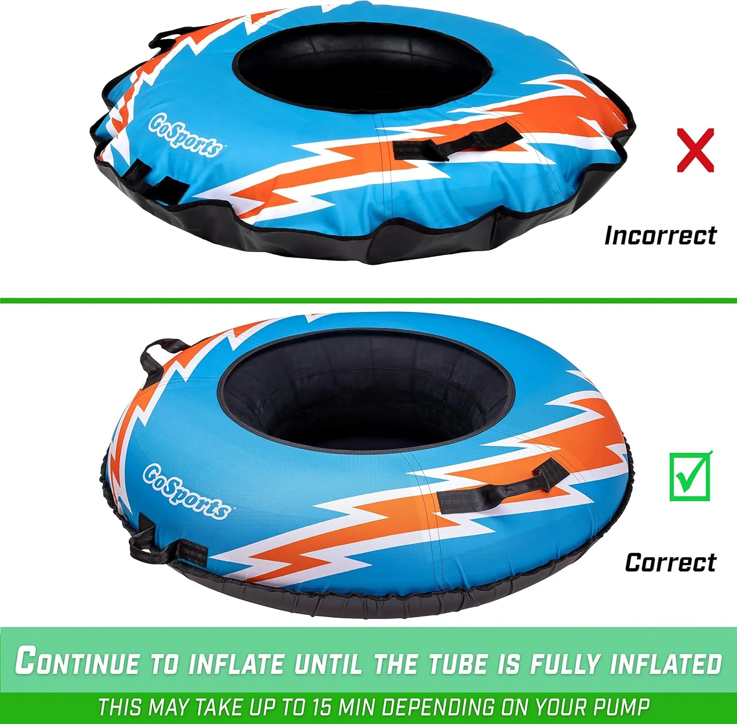 GoSports 44 Inch Heavy-Duty Winter Snow Tube with Premium Canvas Cover - Choose Your Style - Commercial Grade Sled