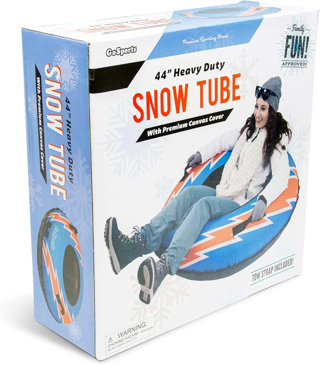 GoSports 44 Inch Heavy-Duty Winter Snow Tube with Premium Canvas Cover - Choose Your Style - Commercial Grade Sled