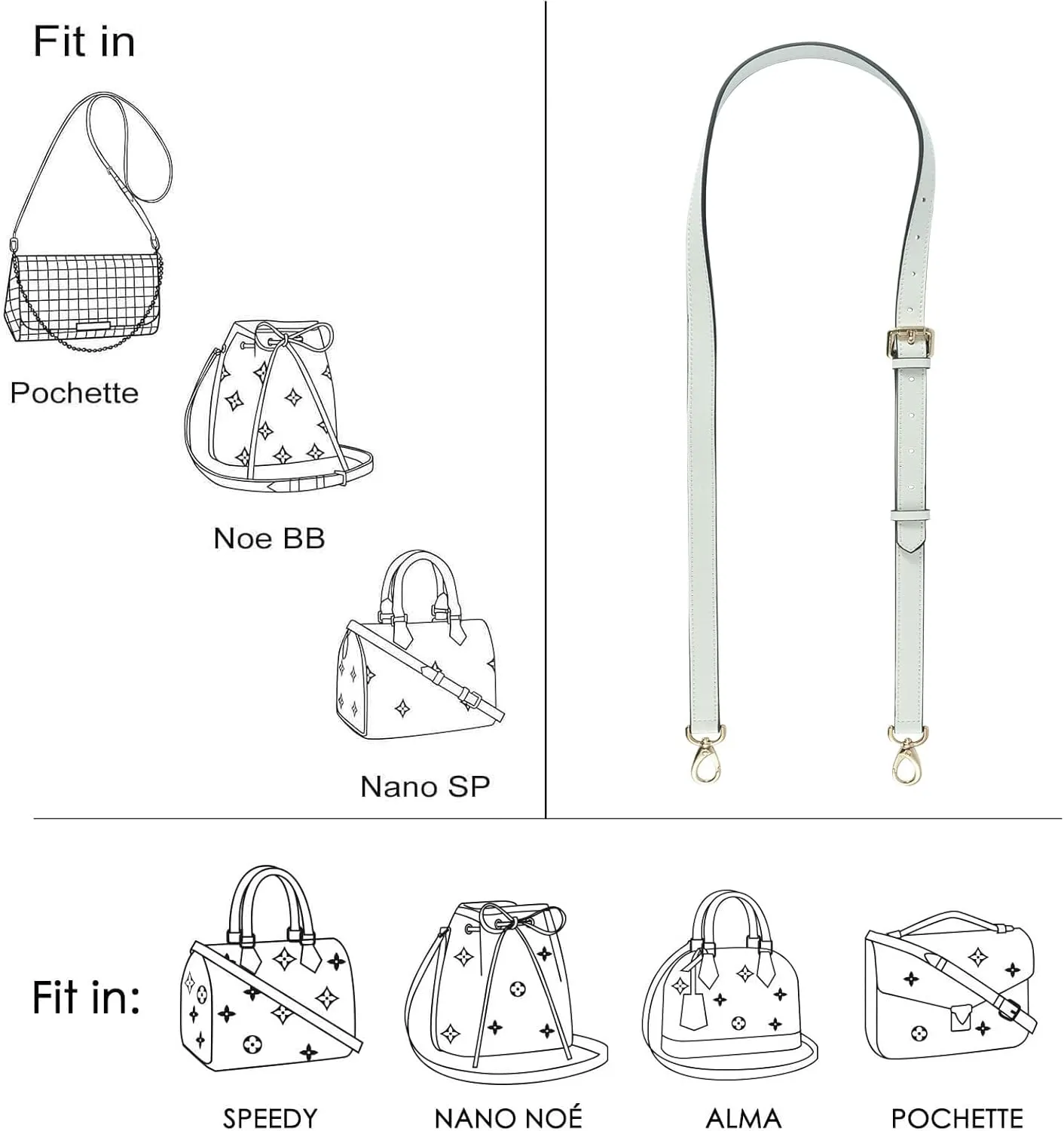 GOXTECH Genuine Leather Purse Strap Replacement Crossbody Handbag Long Adjustable