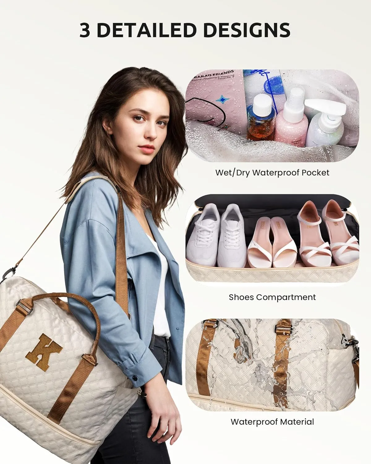 Graduation Gifts for Girls Teen Girls-Duffle Bags with Shoe Compartment, Personalized Weekender Bag, Overnight Bag, Travel Bags with Makeup Bag, Teen Girl Gift Basket (Letter Q)