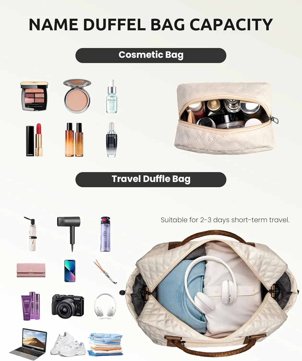 Graduation Gifts for Girls Teen Girls-Duffle Bags with Shoe Compartment, Personalized Weekender Bag, Overnight Bag, Travel Bags with Makeup Bag, Teen Girl Gift Basket (Letter Q)