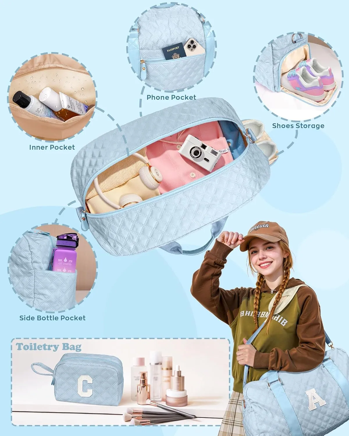 graduation gifts for her, Gifts for Girls 10 11 12 13 14 15 16 17 18 year old, Birthday Gifts,Duffel Gym Bag, Gifts for Kids, Overnight Bag, Granddaughter Gifts