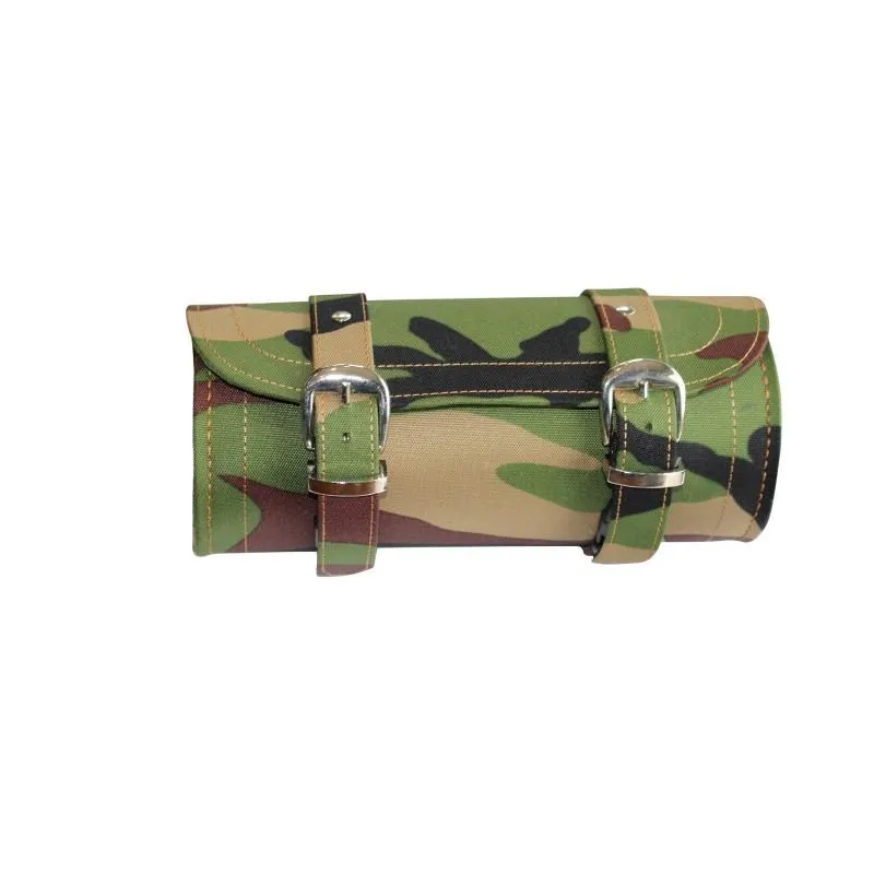 Green Camouflage Print Biker Motorcycle Tool Roll Bag