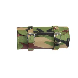 Green Camouflage Print Biker Motorcycle Tool Roll Bag
