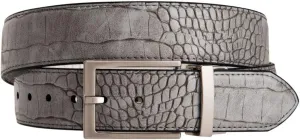 Greg Norman Men's Reversible Croco Print Leather Golf Belt Grey/White 38