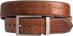 Greg Norman Men's Reversible Croco Print Leather Golf Belt Tan/Black 38