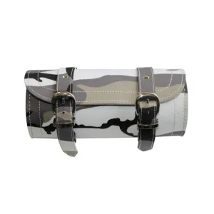 Grey Camouflage Print Biker Motorcycle Tool Roll Bag