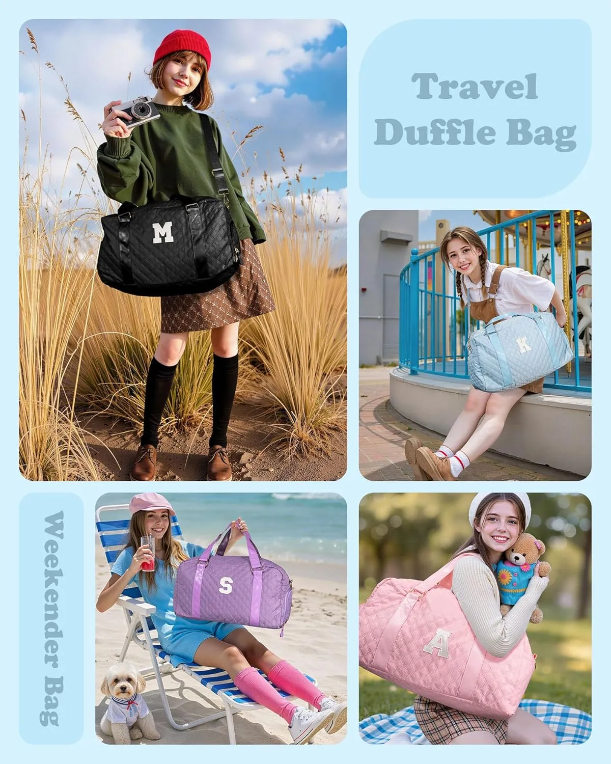 Gym Bag for Women, teen easter basket, Travel Duffle Bag, Girls Gifts, Personalized Weekender Bag, Overnight Bag Sleepover Bag Dance Bag, Girls Women Teacher Mom Gift