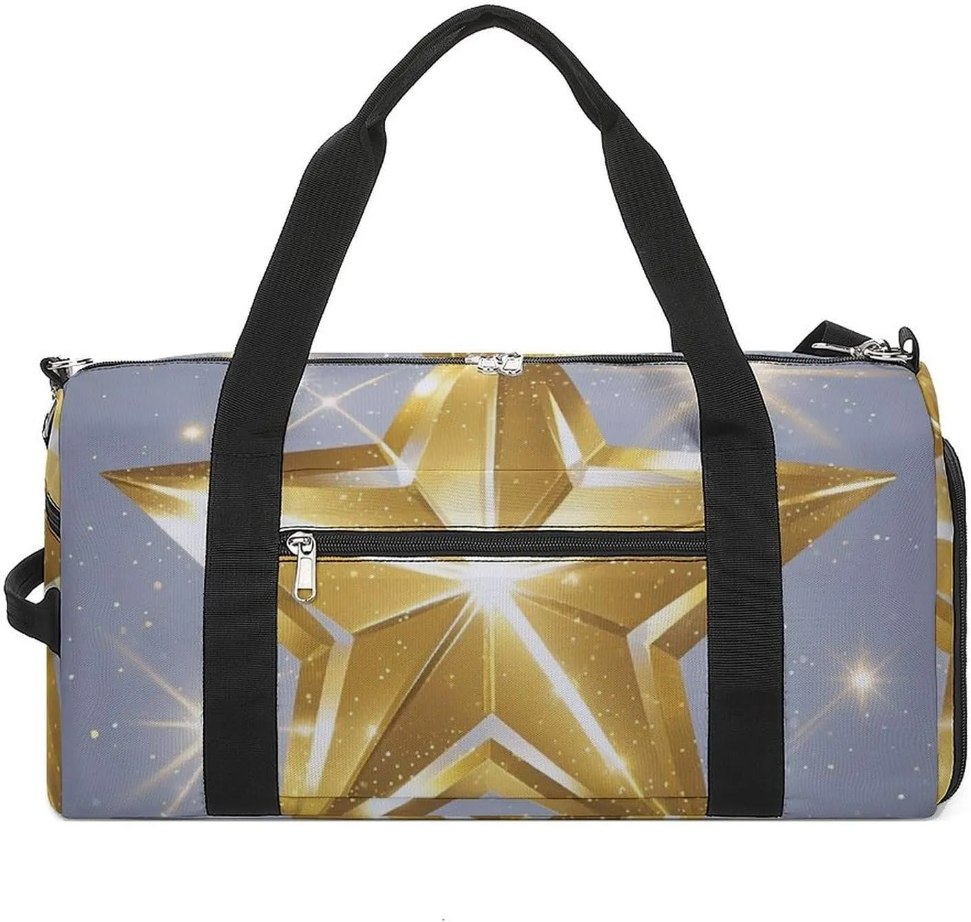 Gym Bag Gold Star Duffel Bag for Men Women Travel Overnight Bag with Shoe Compartment Workout Bags
