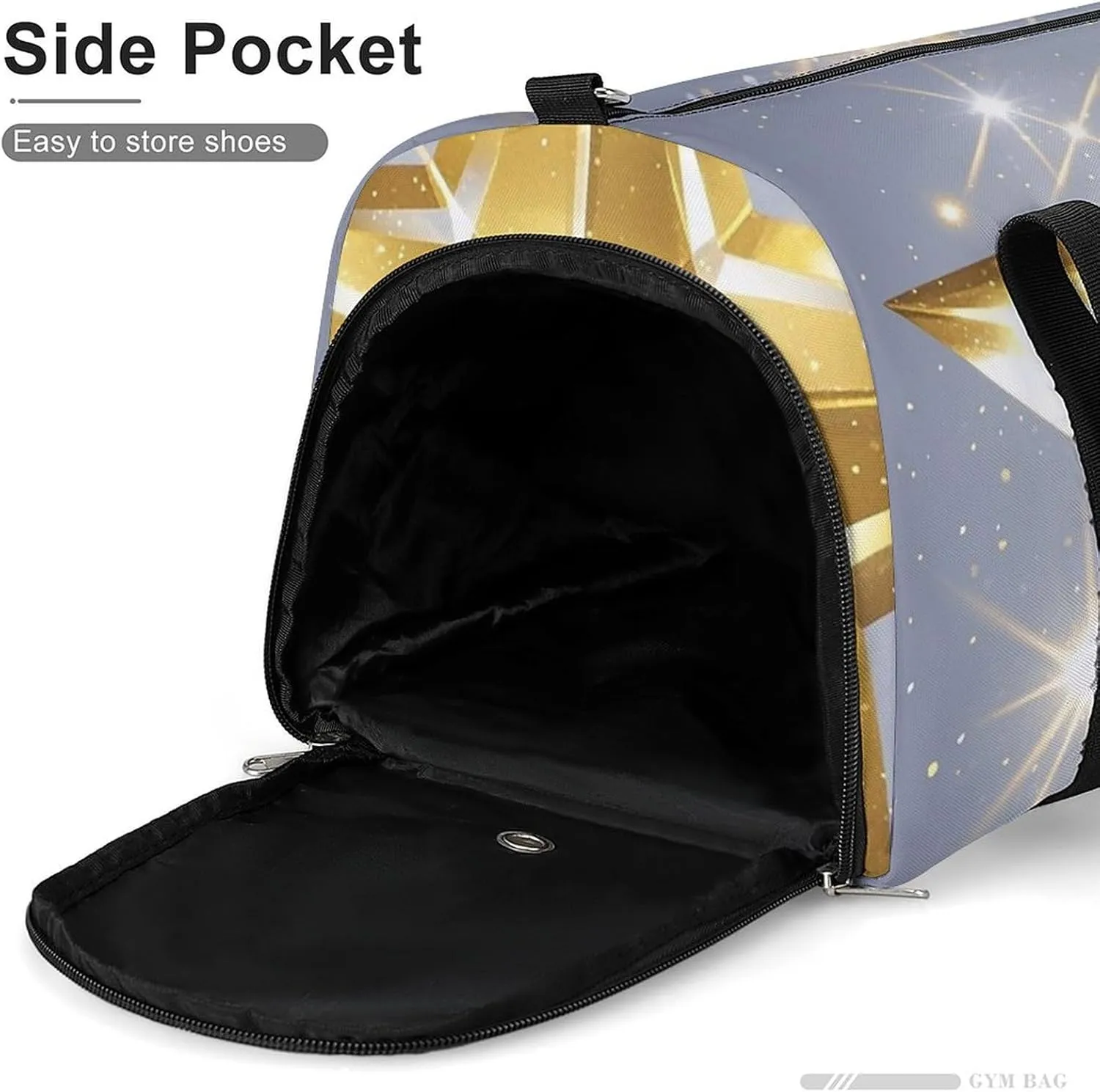 Gym Bag Gold Star Duffel Bag for Men Women Travel Overnight Bag with Shoe Compartment Workout Bags
