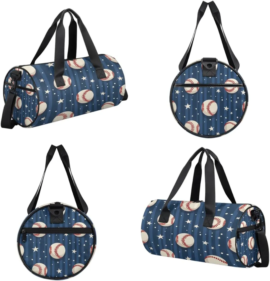 Gym Bags for Men Women Baseball Star Stripe Sports Duffel Bags Carry On Travel Duffle Bag with Detachable Adjustable Shoulder Strap Overnight Weekender Bag