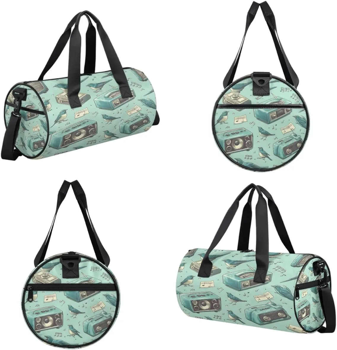 Gym Bags for Men Women Birds Music Theme Sports Duffel Bags Carry On Travel Duffle Bag with Detachable Adjustable Shoulder Strap Overnight Weekender Bag