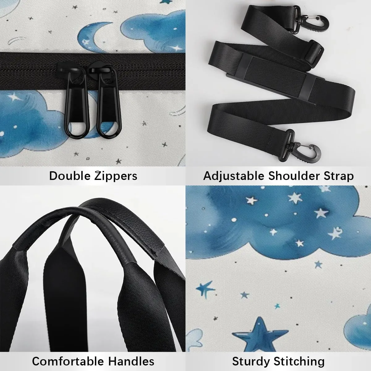 Gym Bags for Men Women Cloud Star Sports Duffel Bags Carry On Travel Duffle Bag with Detachable Adjustable Shoulder Strap Overnight Weekender Bag