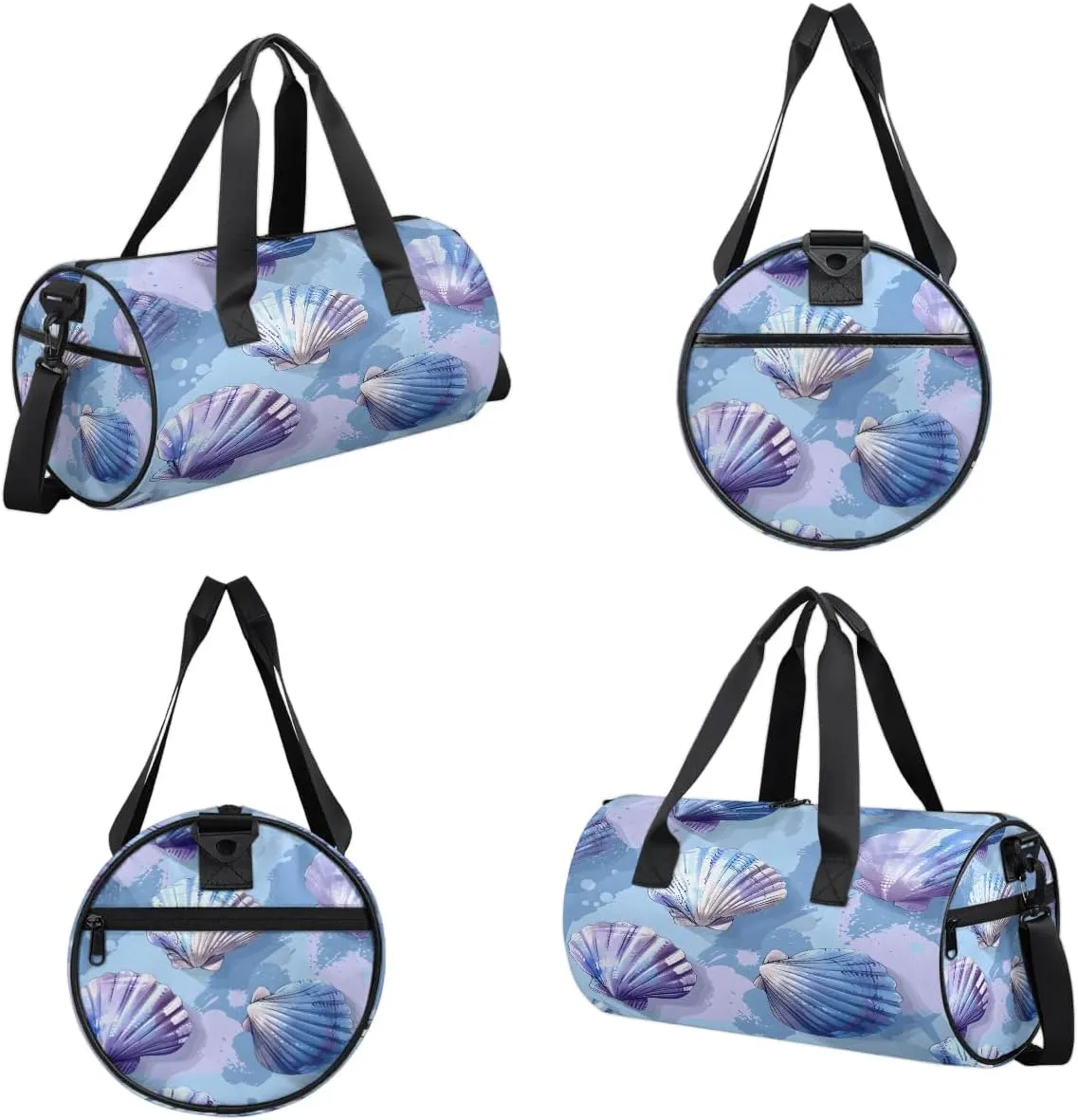 Gym Bags for Men Women Ocean Shells Sports Duffel Bags Carry On Travel Duffle Bag with Detachable Adjustable Shoulder Strap Overnight Weekender Bag