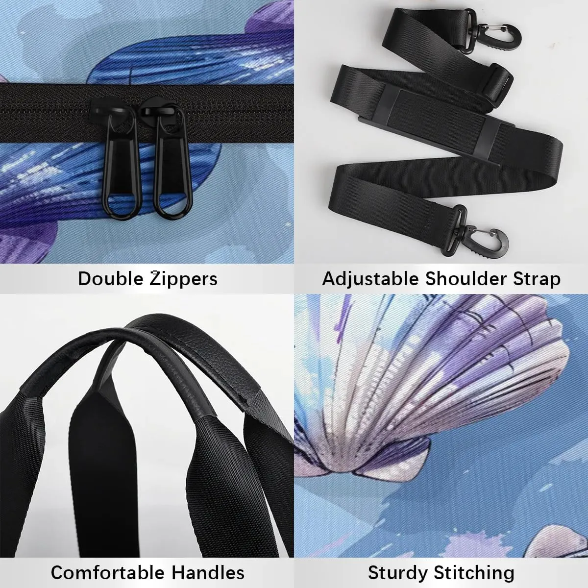 Gym Bags for Men Women Ocean Shells Sports Duffel Bags Carry On Travel Duffle Bag with Detachable Adjustable Shoulder Strap Overnight Weekender Bag