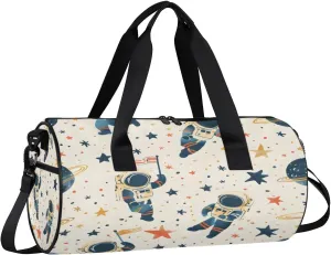 Gym Bags for Men Women Star Astronaut Print Sports Duffel Bags Carry On Travel Duffle Bag with Detachable Adjustable Shoulder Strap Overnight Weekender Bag