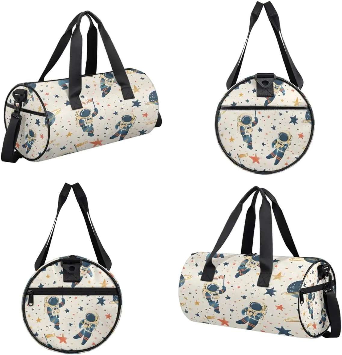 Gym Bags for Men Women Star Astronaut Print Sports Duffel Bags Carry On Travel Duffle Bag with Detachable Adjustable Shoulder Strap Overnight Weekender Bag