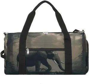 Gym Bags for Men Women,Forest Elephant Print Workout Bag with Shoes Compartment,Sports Duffle Bag,Travel Gym Bag,Carry On Weekender Bag