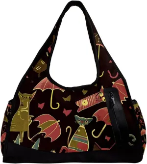 Gym Bags for Men,Travel Duffel Bags for Women,Umbrella Floral Cat,Workout Bag
