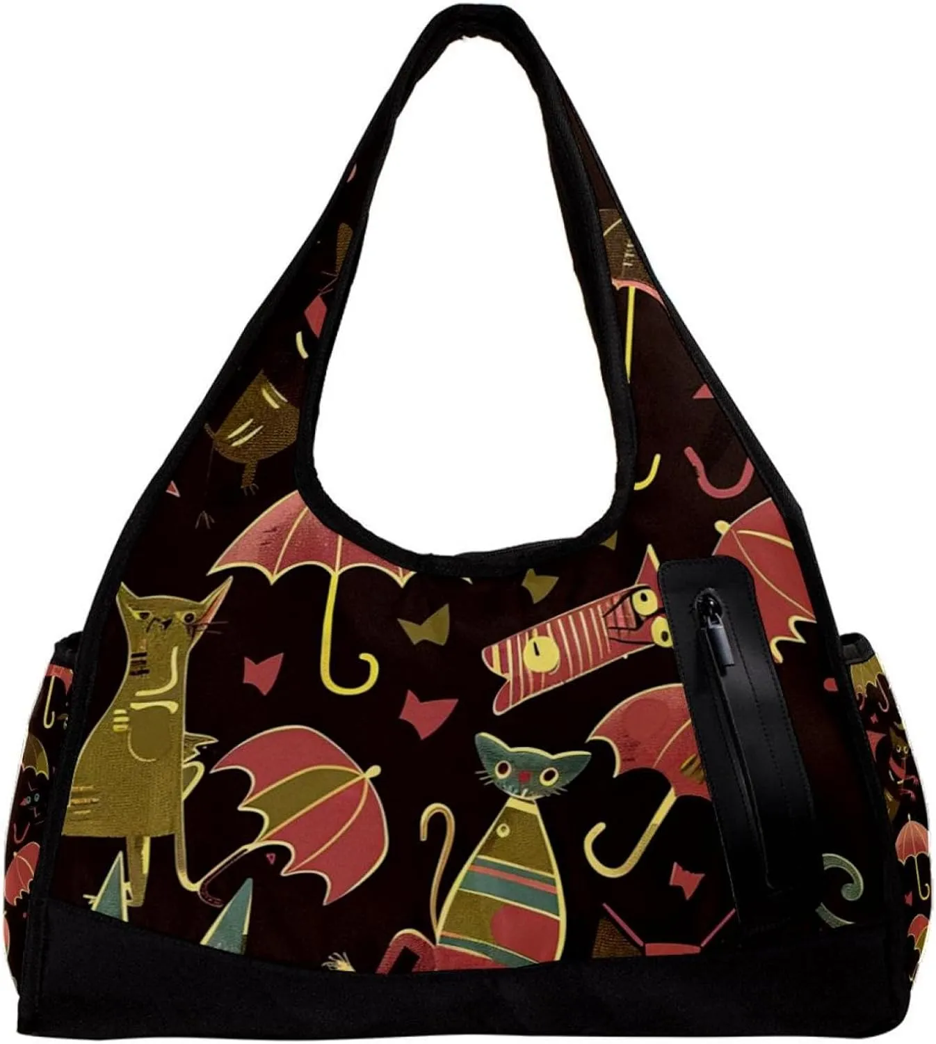 Gym Bags for Men,Travel Duffel Bags for Women,Umbrella Floral Cat,Workout Bag
