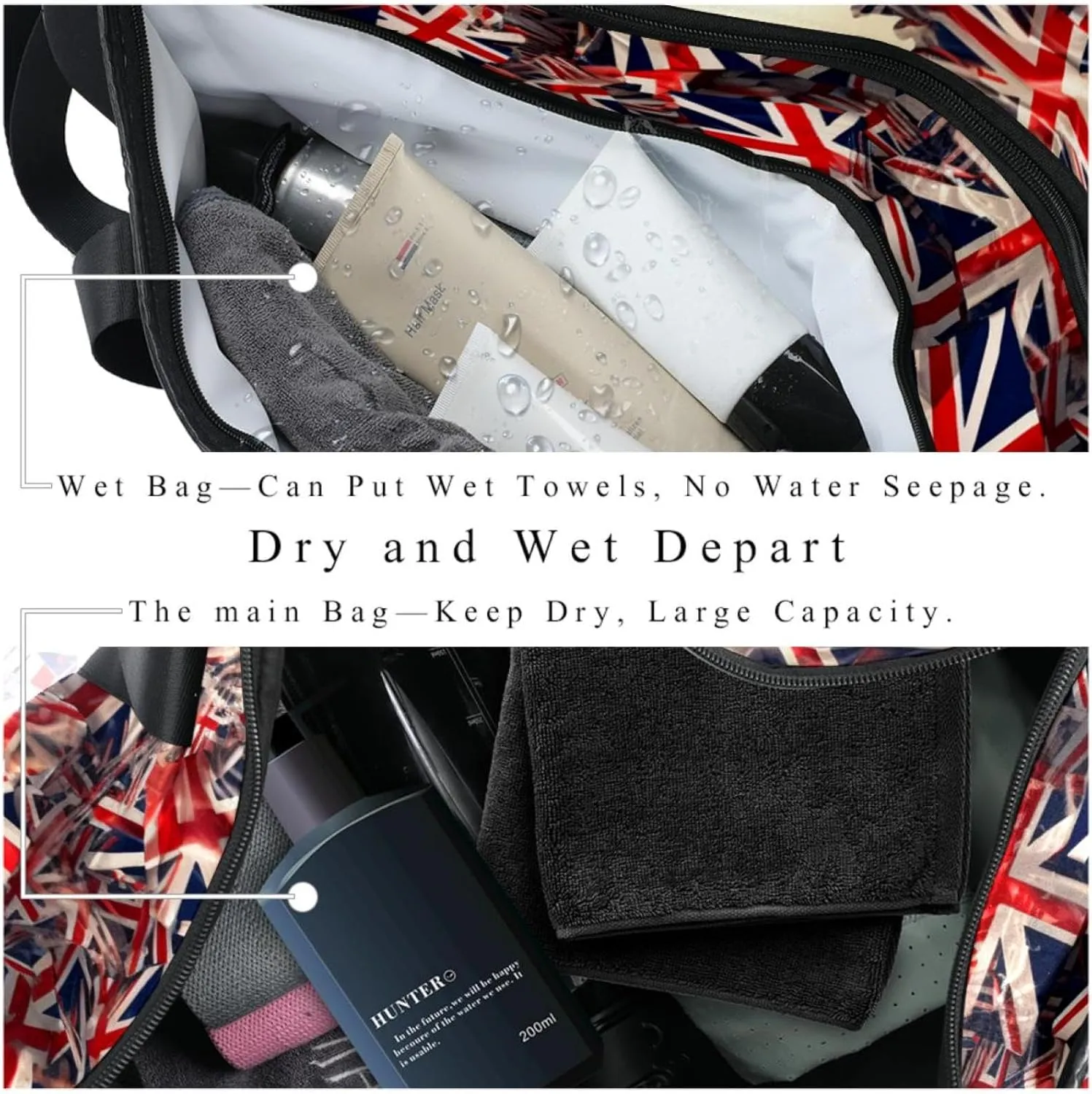 Gym Bags for Women,Duffle Bag for Travel,British Flag Floral,Gym Bag for Men
