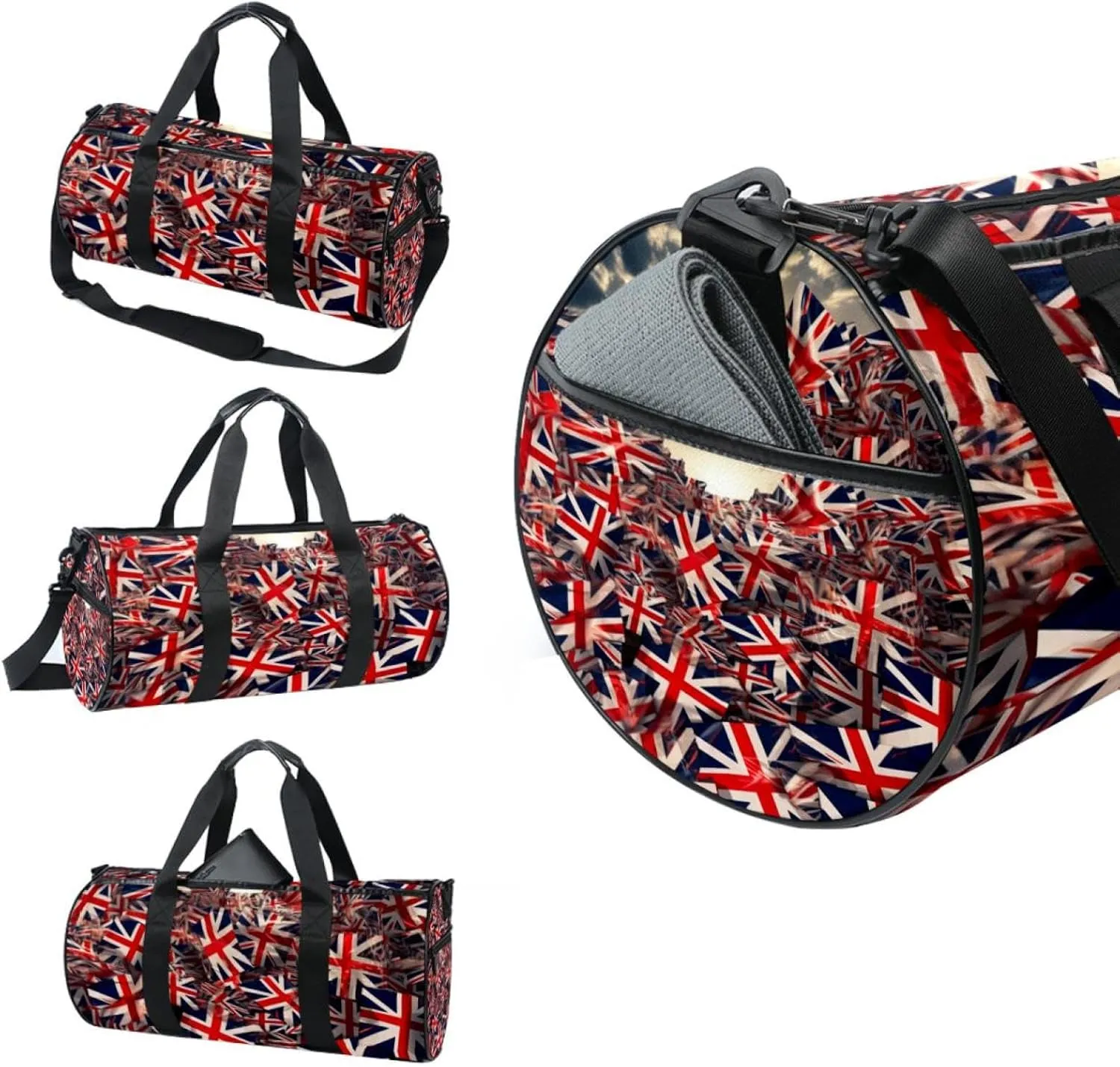 Gym Bags for Women,Duffle Bag for Travel,British Flag Floral,Gym Bag for Men