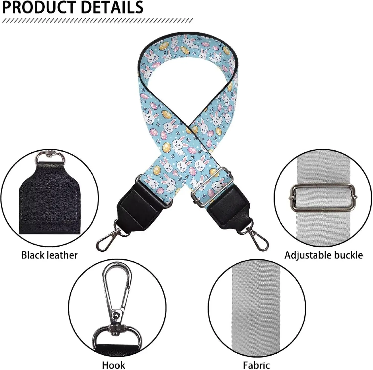 Halloween Handbag Strap Canvas Purse Strap Colorful Bat Black Shoulder Strap Multicolor Bats Replacement Strap