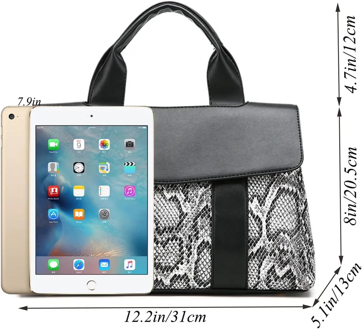 Handbag and Purse for Women Serpentine Shoulder Bag PU Leather Top-Handle Satchel Magnetic Clasp Crossbody Bags